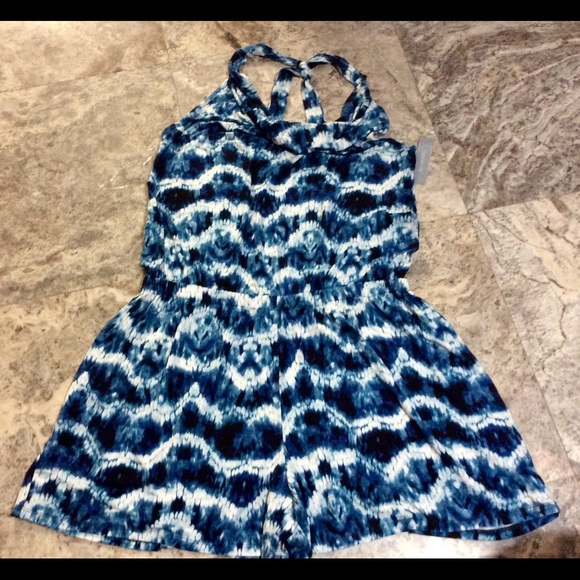 Harper & Liv Blue & White Romper 2X - Picture 2 of 3